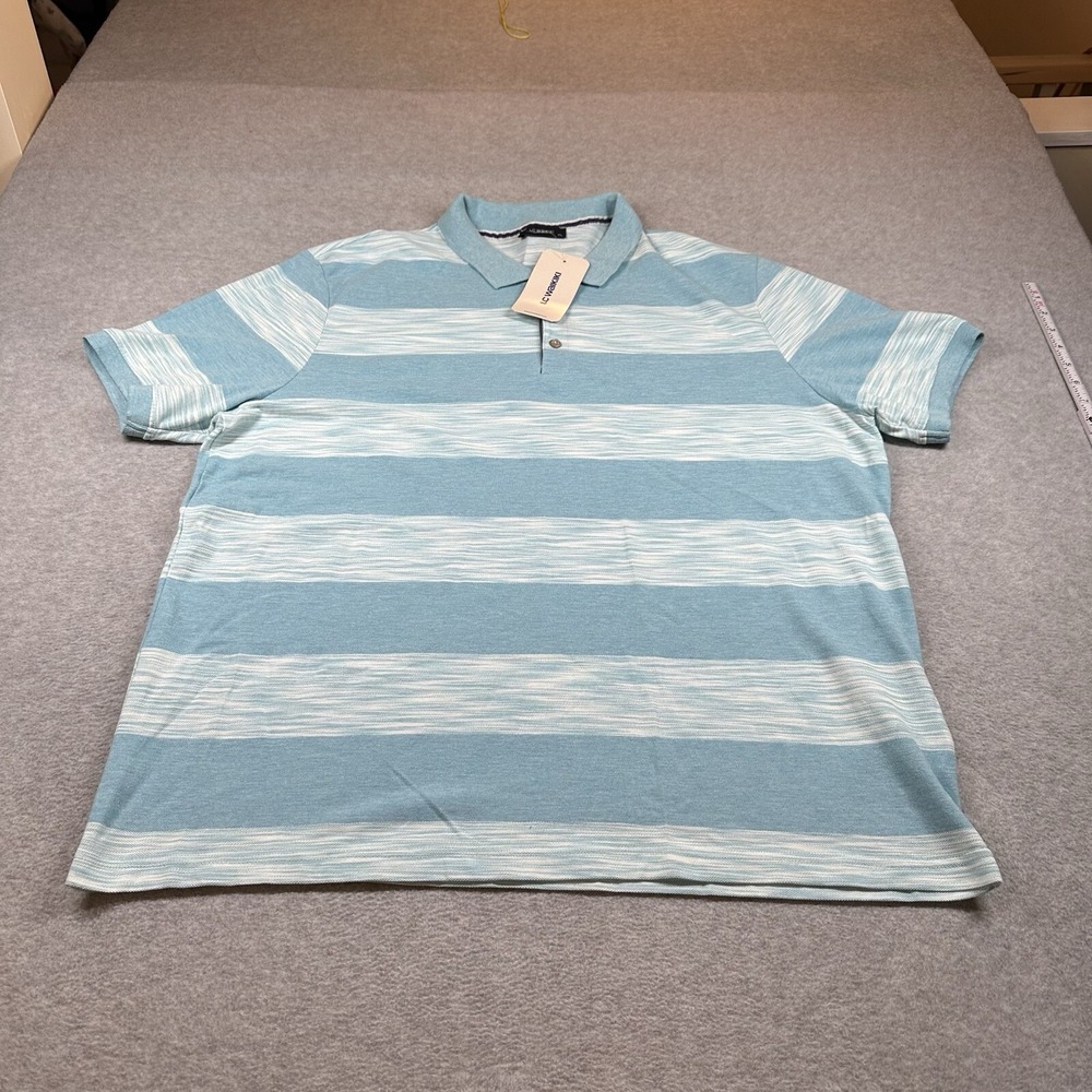 LC Waikiki Polo Mens 3XL Fits‎ XL Blue Polo Stripes Golf Tennis Cotton Blend NWT